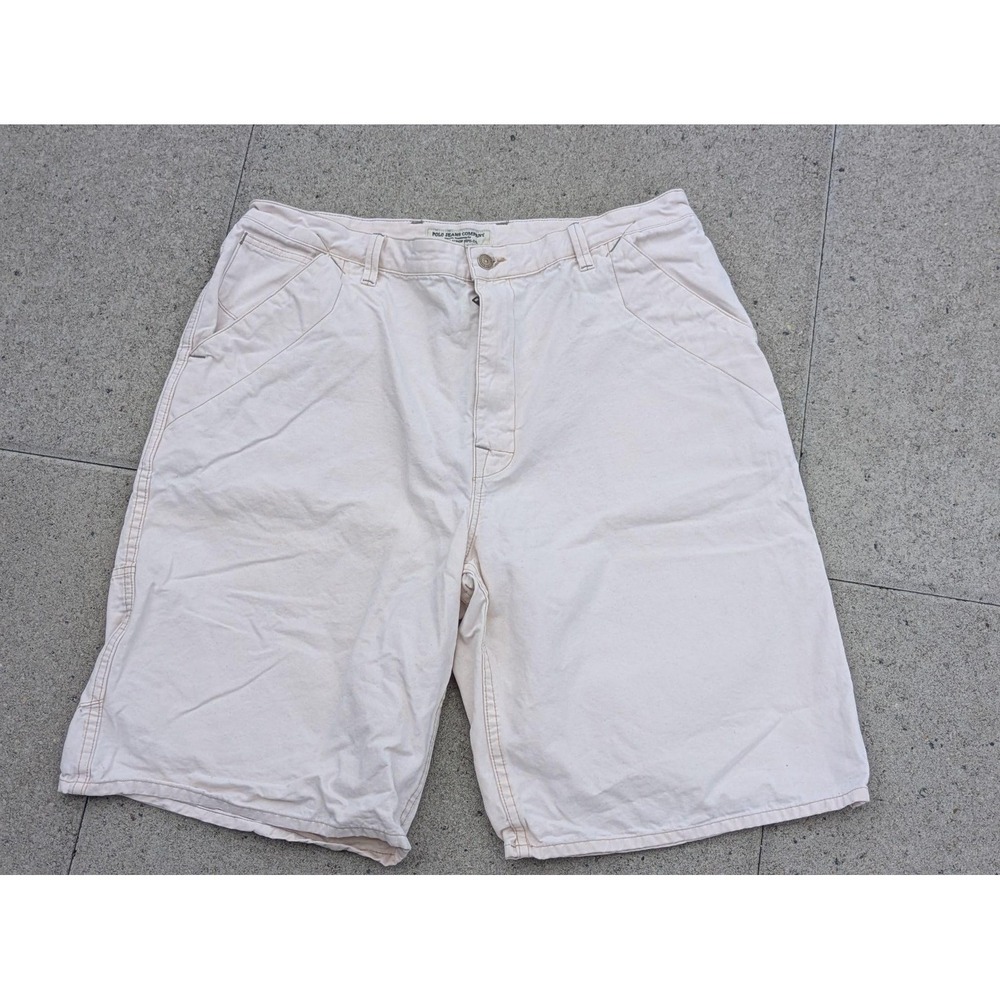 Polo Jeans Company Shorts Mens 38 Beige Cargo Pockets 11 Inseam Canvas Casual
